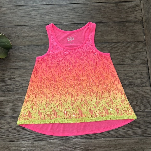 Girls hot pink Justice sparkly tank top - Picture 8 of 12
